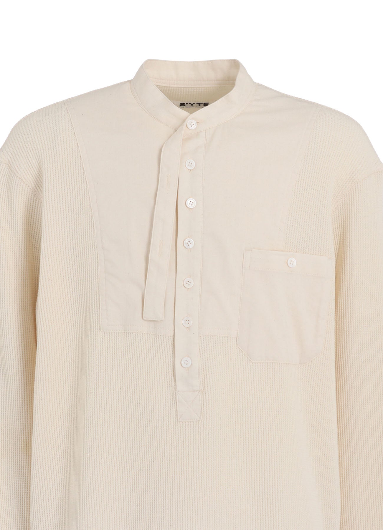 16/THERMAL WAFFLE COMBINATON STAND COLLAR T-SHIRT