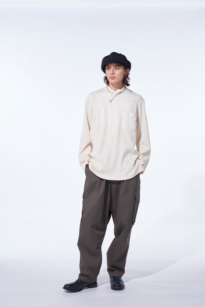 16/THERMAL WAFFLE COMBINATON STAND COLLAR T-SHIRT