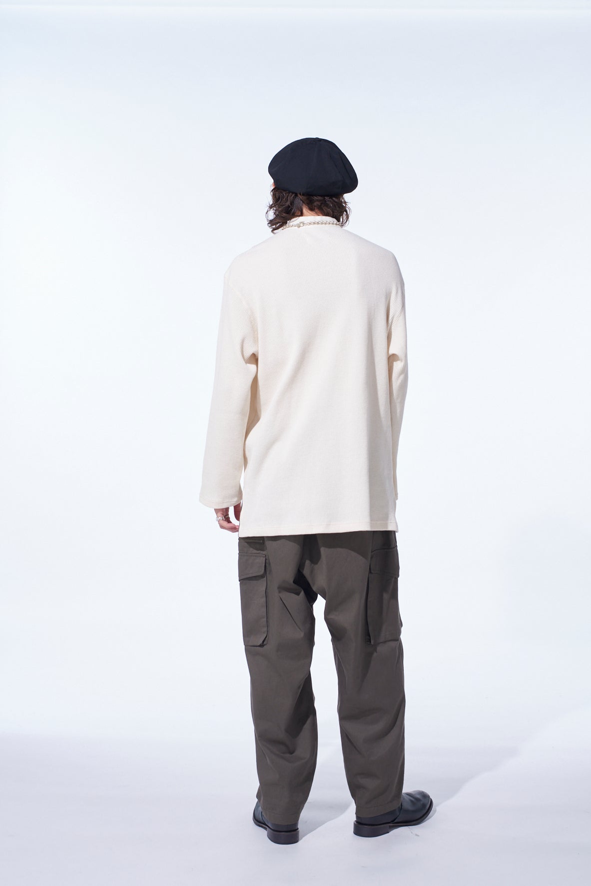 16/THERMAL WAFFLE COMBINATON STAND COLLAR T-SHIRT