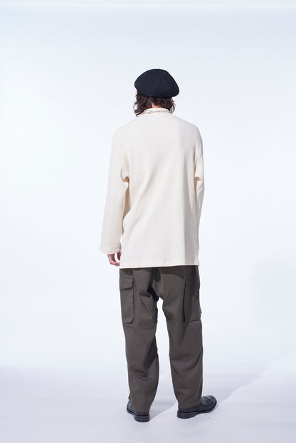 16/THERMAL WAFFLE COMBINATON STAND COLLAR T-SHIRT