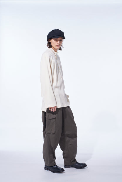 16/THERMAL WAFFLE COMBINATON STAND COLLAR T-SHIRT