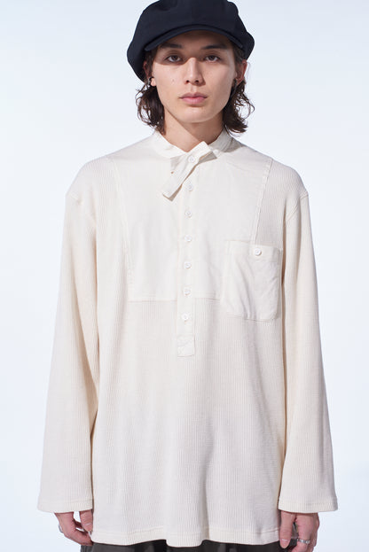 16/THERMAL WAFFLE COMBINATON STAND COLLAR T-SHIRT
