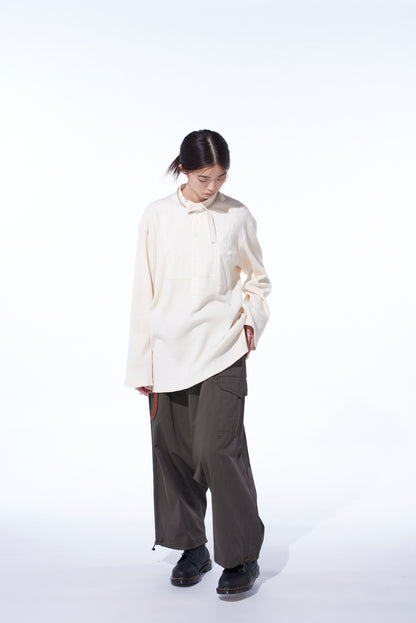 16/THERMAL WAFFLE COMBINATON STAND COLLAR T-SHIRT