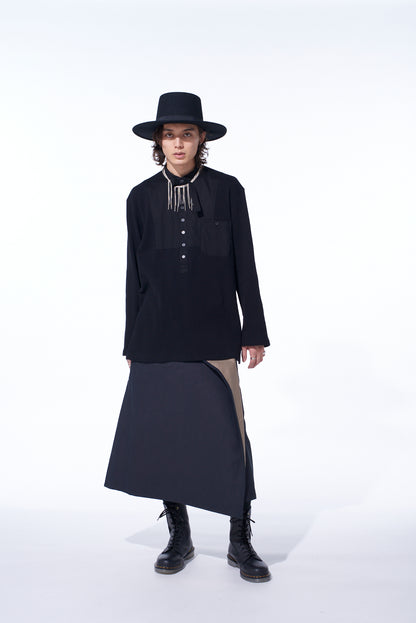 16/THERMAL WAFFLE COMBINATON STAND COLLAR T-SHIRT