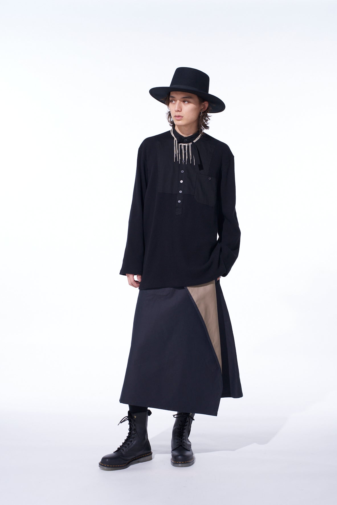 16/THERMAL WAFFLE COMBINATON STAND COLLAR T-SHIRT