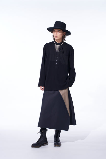 16/THERMAL WAFFLE COMBINATON STAND COLLAR T-SHIRT