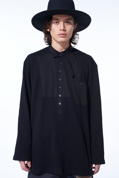 16/THERMAL WAFFLE COMBINATON STAND COLLAR T-SHIRT