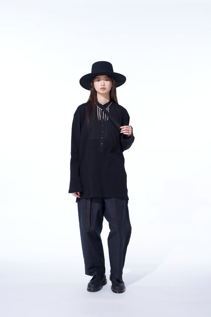 16/THERMAL WAFFLE COMBINATON STAND COLLAR T-SHIRT