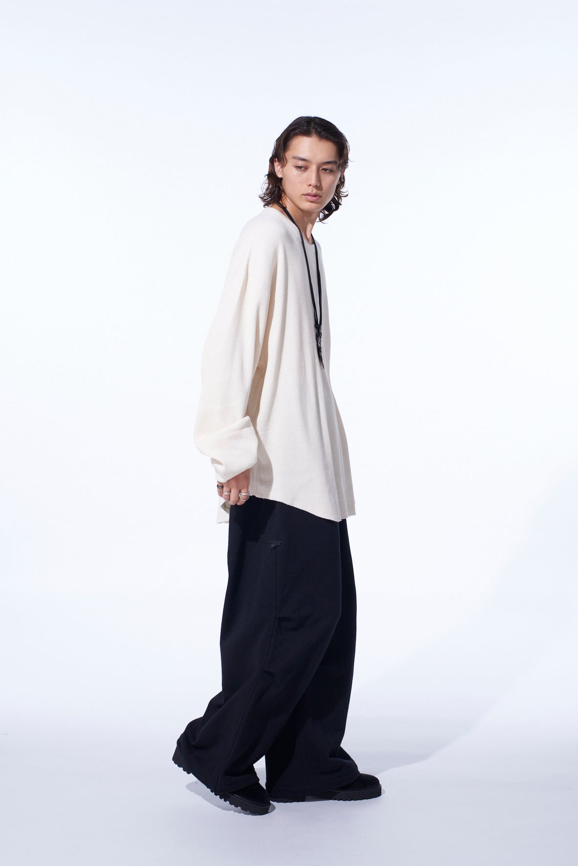 16/THERMAL WAFFLE GUSSET OVERSIZED T-SHIRT