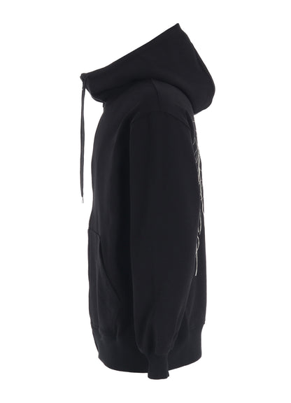 FRENCH TERRY FLOWER EMBROIDERY ZIP-UP HOODIE