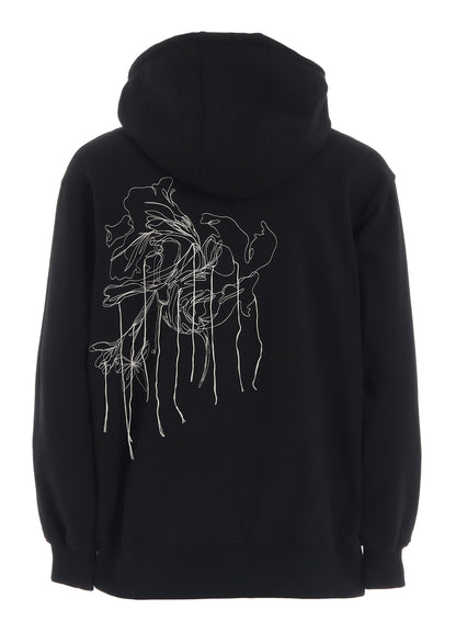 FRENCH TERRY FLOWER EMBROIDERY ZIP-UP HOODIE