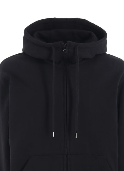 FRENCH TERRY FLOWER EMBROIDERY ZIP-UP HOODIE