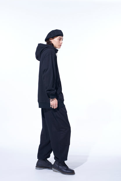 FRENCH TERRY FLOWER EMBROIDERY ZIP-UP HOODIE