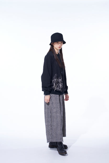 FRENCH TERRY FLOWER EMBROIDERY PULLOVER