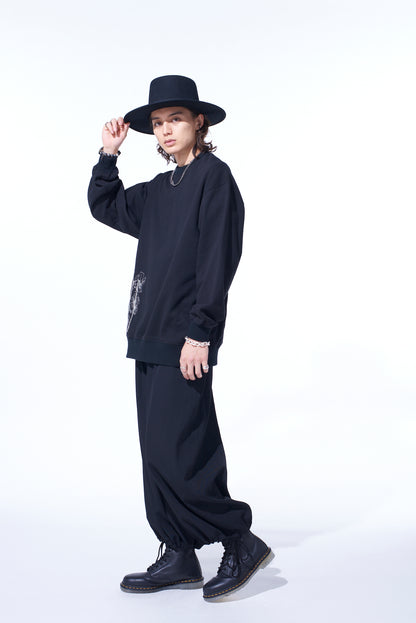 FRENCH TERRY FLOWER EMBROIDERY PULLOVER