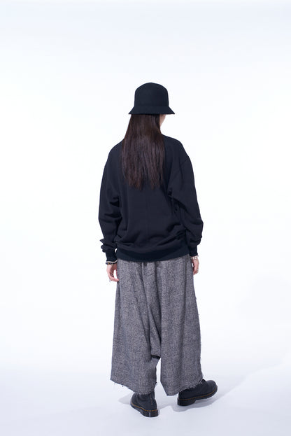 FRENCH TERRY FLOWER EMBROIDERY PULLOVER