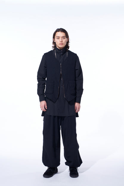 WOOL GAUZE ZIP UP VEST