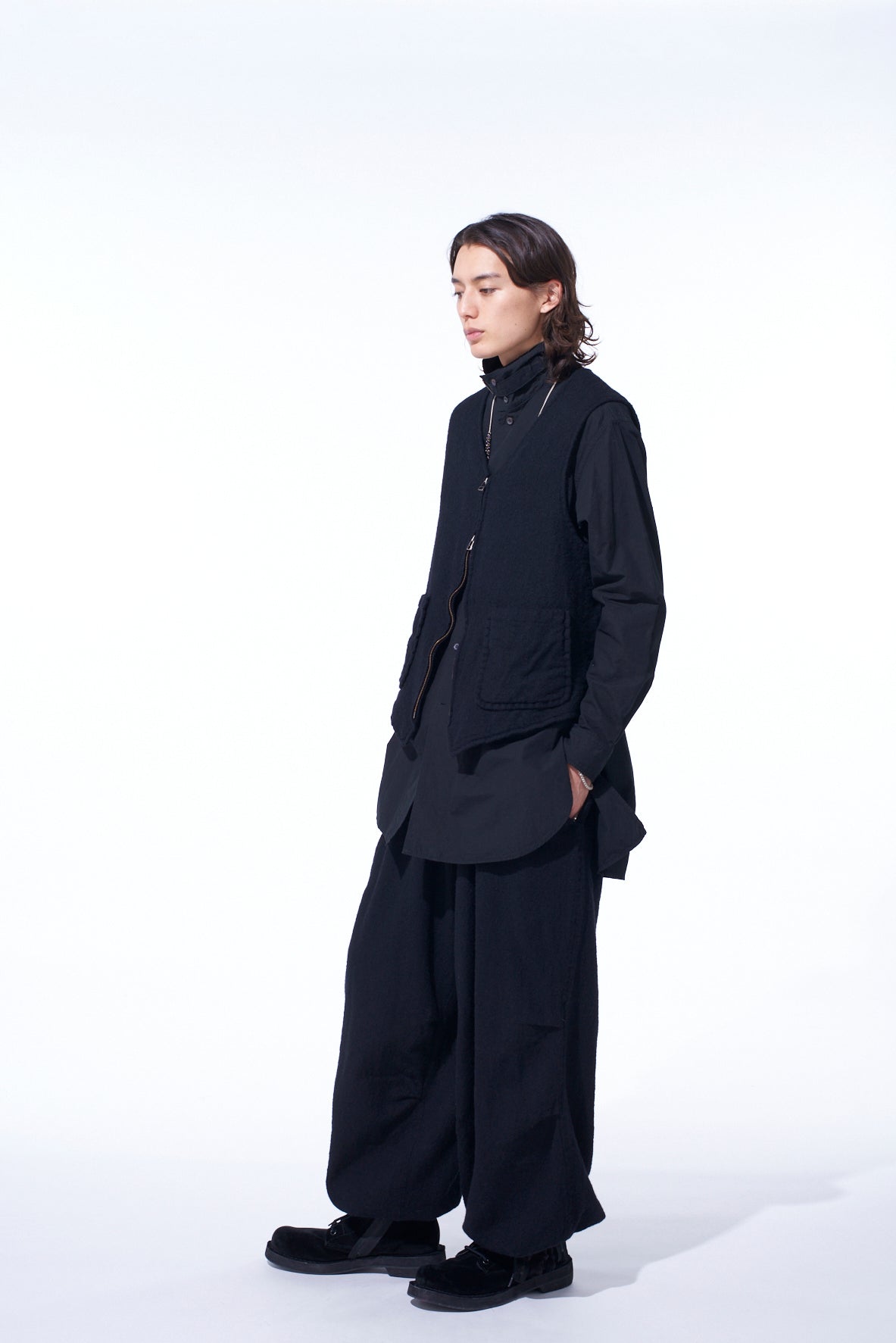 WOOL GAUZE ZIP UP VEST