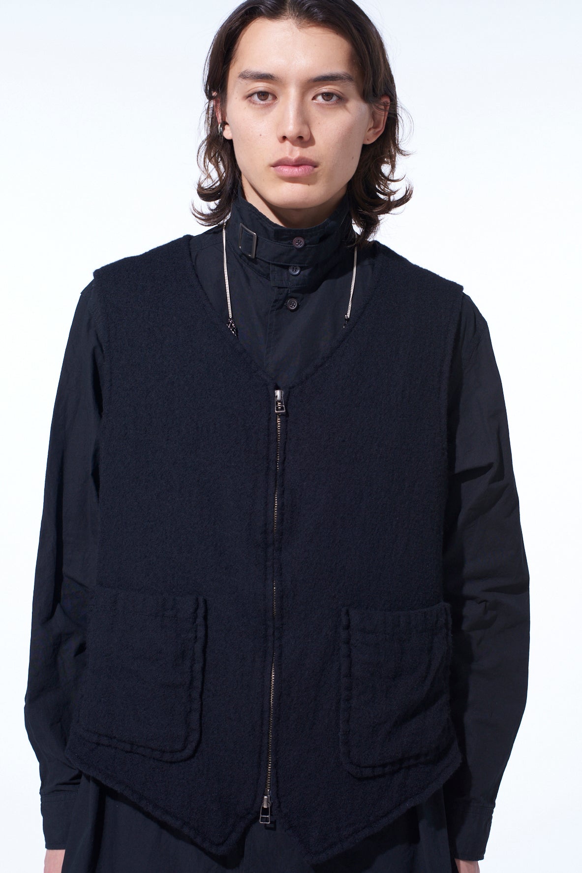 WOOL GAUZE ZIP UP VEST