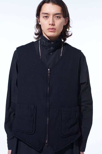 WOOL GAUZE ZIP UP VEST