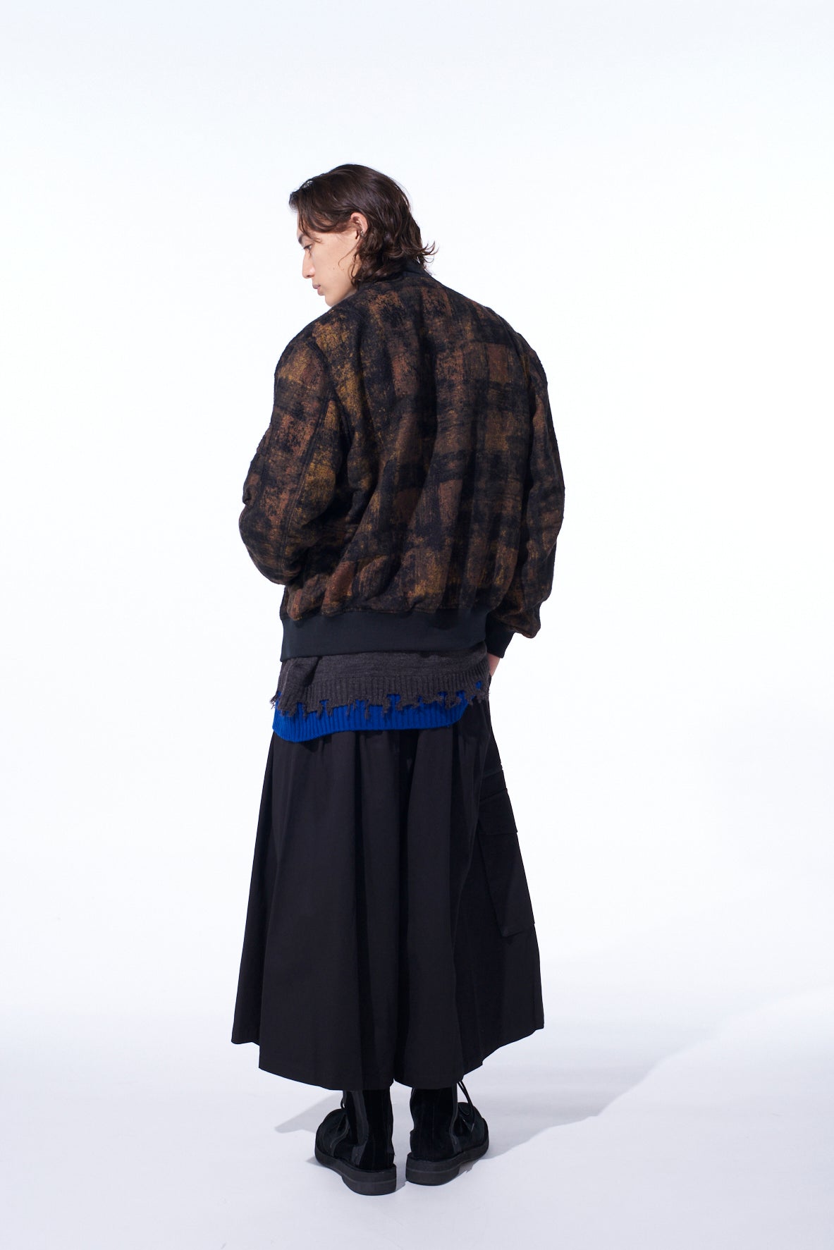 CHECK JACQUARD BOMBER JACKET