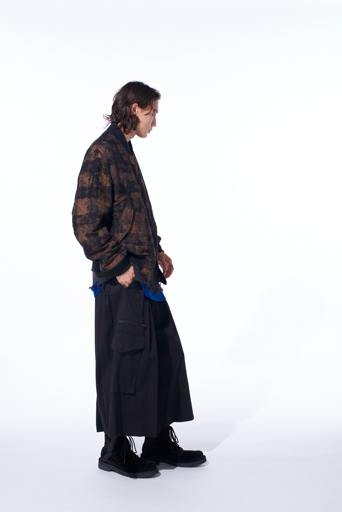 CHECK JACQUARD BOMBER JACKET