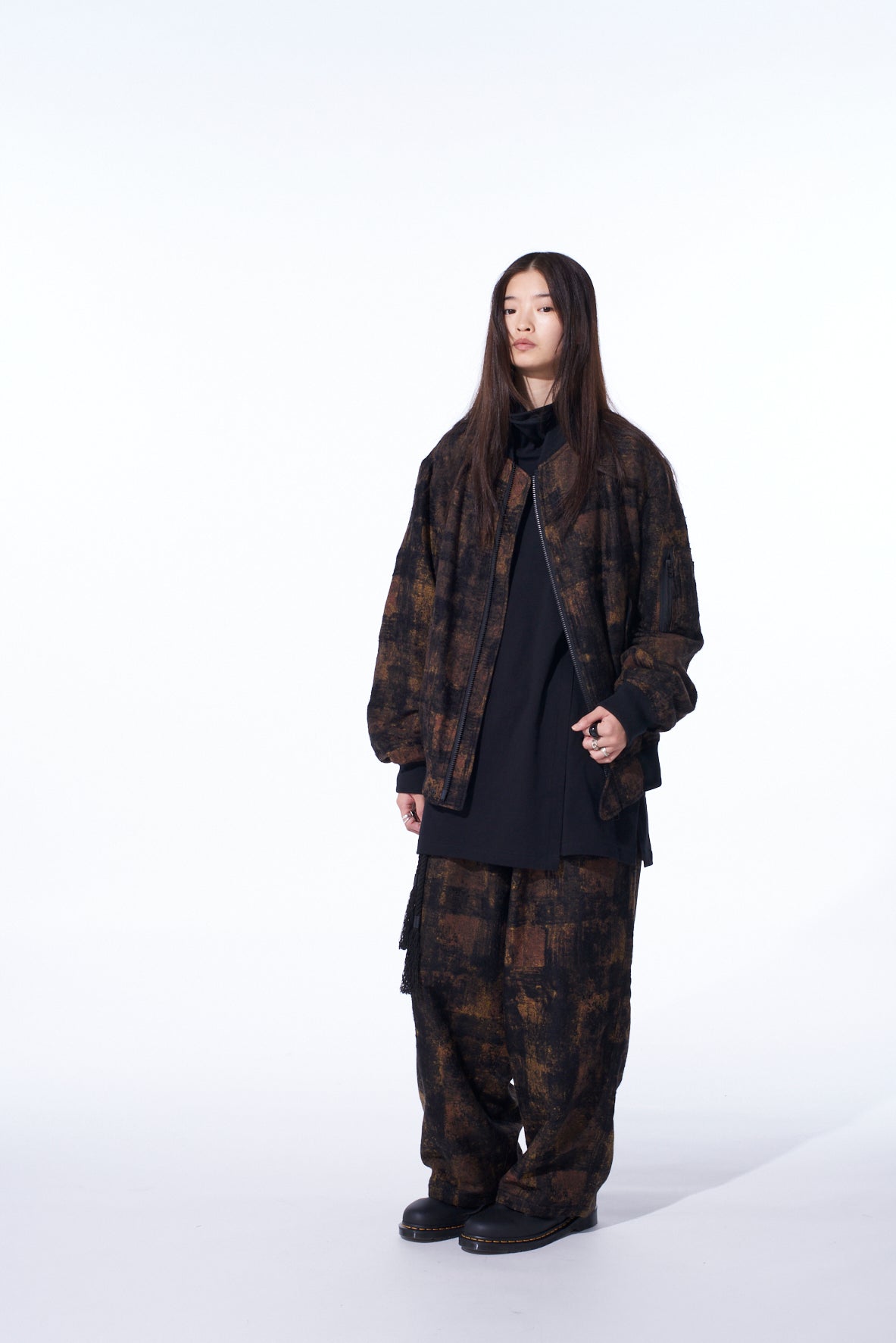 CHECK JACQUARD BOMBER JACKET