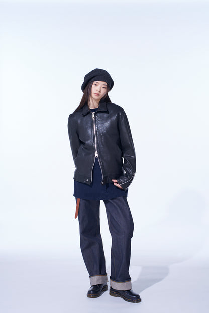 WASHED SHEEP LEATHER CLASSIC SINGLE-BREASTED JACKET