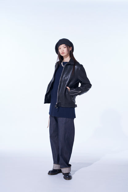 WASHED SHEEP LEATHER CLASSIC SINGLE-BREASTED JACKET
