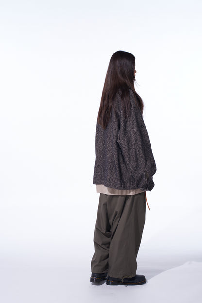 BRUSHED TWILL NEEDLE PUNCH EPAULETTE OVERSIZED BLOUSON