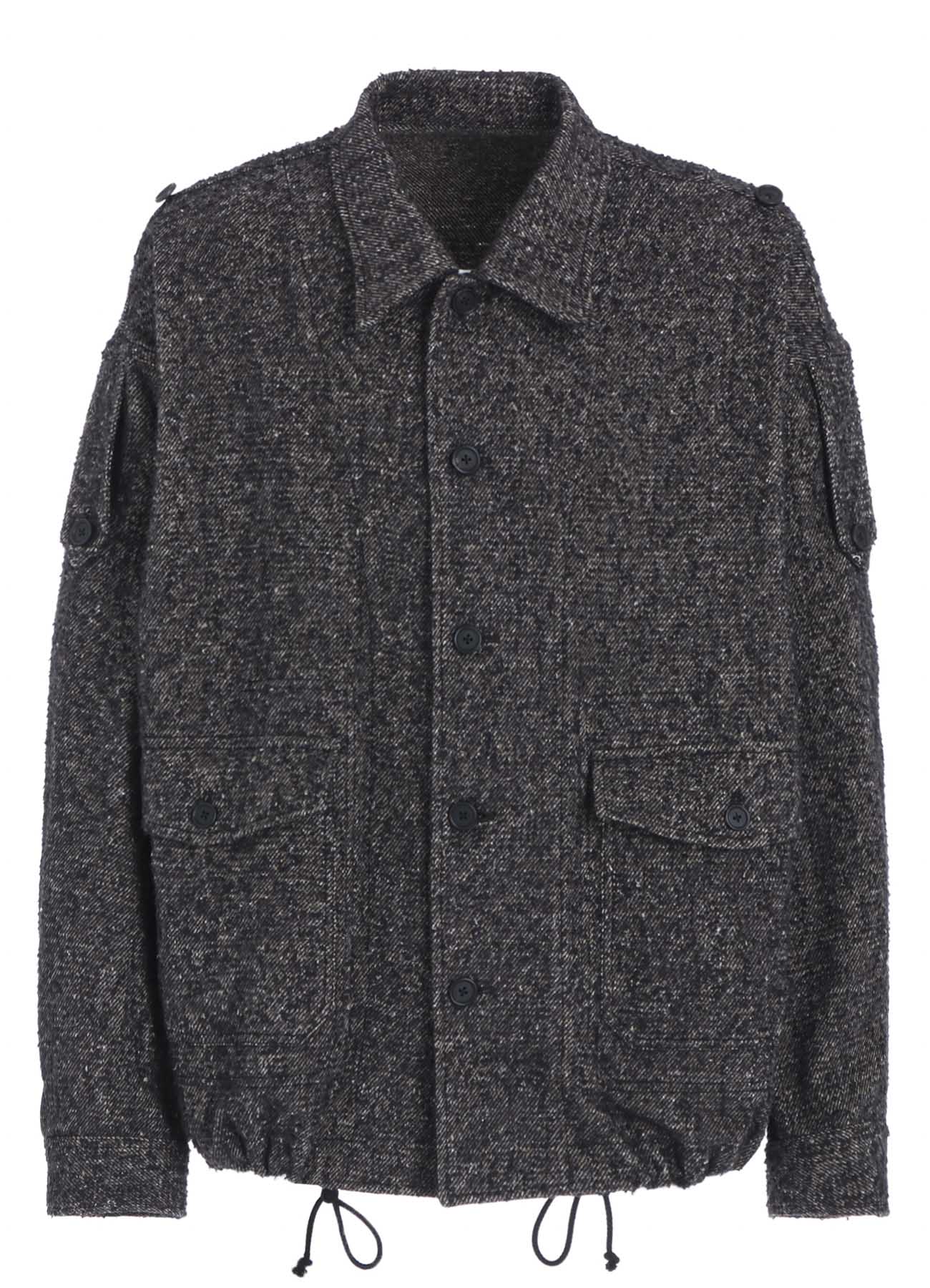 BRUSHED TWILL NEEDLE PUNCH EPAULETTE OVERSIZED BLOUSON