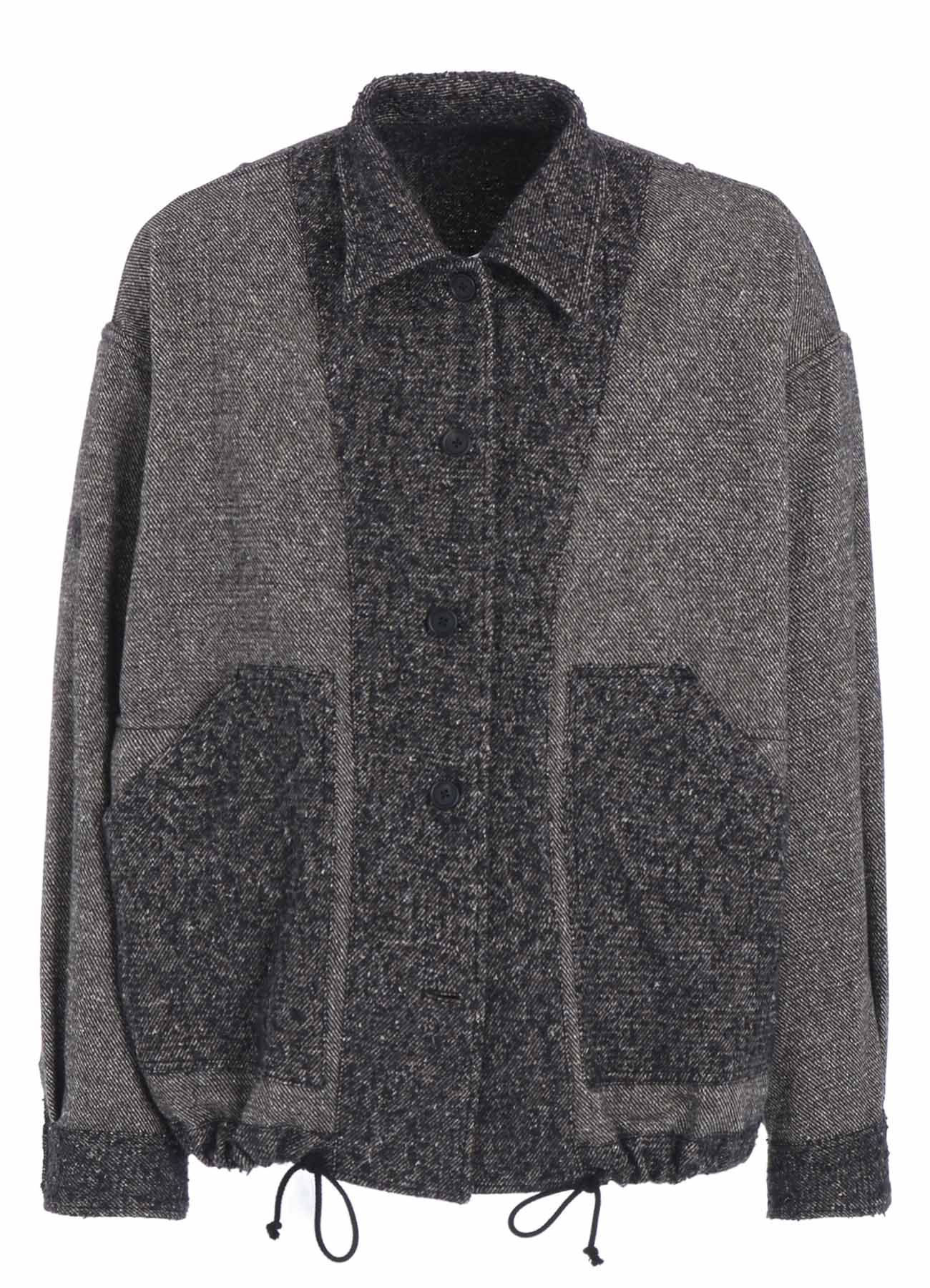 BRUSHED TWILL NEEDLE PUNCH EPAULETTE OVERSIZED BLOUSON