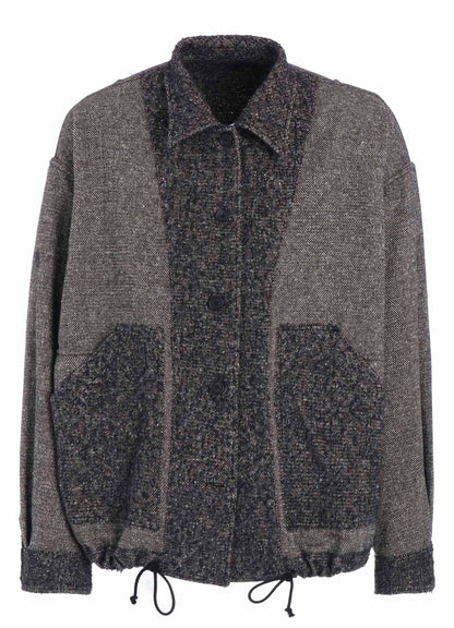 BRUSHED TWILL NEEDLE PUNCH EPAULETTE OVERSIZED BLOUSON