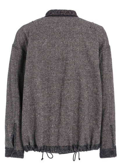 BRUSHED TWILL NEEDLE PUNCH EPAULETTE OVERSIZED BLOUSON