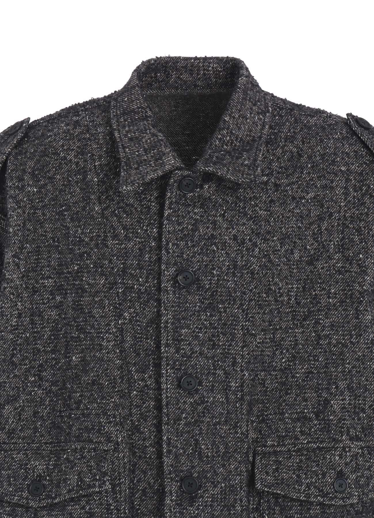 BRUSHED TWILL NEEDLE PUNCH EPAULETTE OVERSIZED BLOUSON