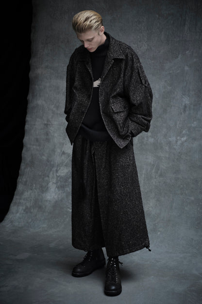 BRUSHED TWILL NEEDLE PUNCH EPAULETTE OVERSIZED BLOUSON