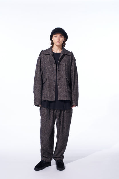 BRUSHED TWILL NEEDLE PUNCH EPAULETTE OVERSIZED BLOUSON