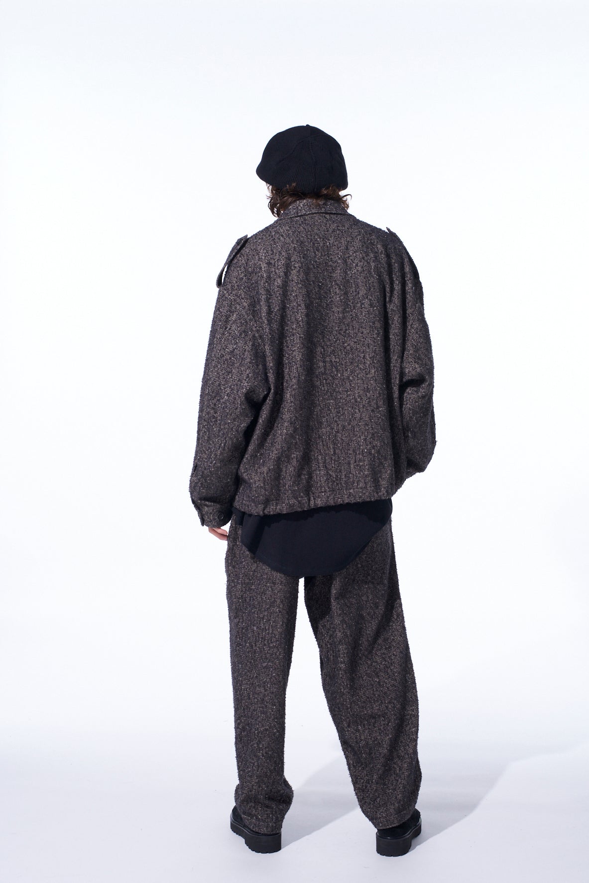 BRUSHED TWILL NEEDLE PUNCH EPAULETTE OVERSIZED BLOUSON