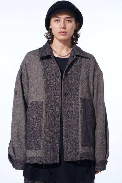 BRUSHED TWILL NEEDLE PUNCH EPAULETTE OVERSIZED BLOUSON