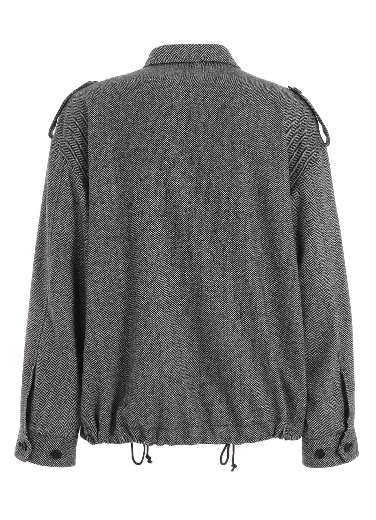 HERRINGBONE TWEED EPAULETTE OVERSIZED BLOUSON – THE SHOP YOHJI