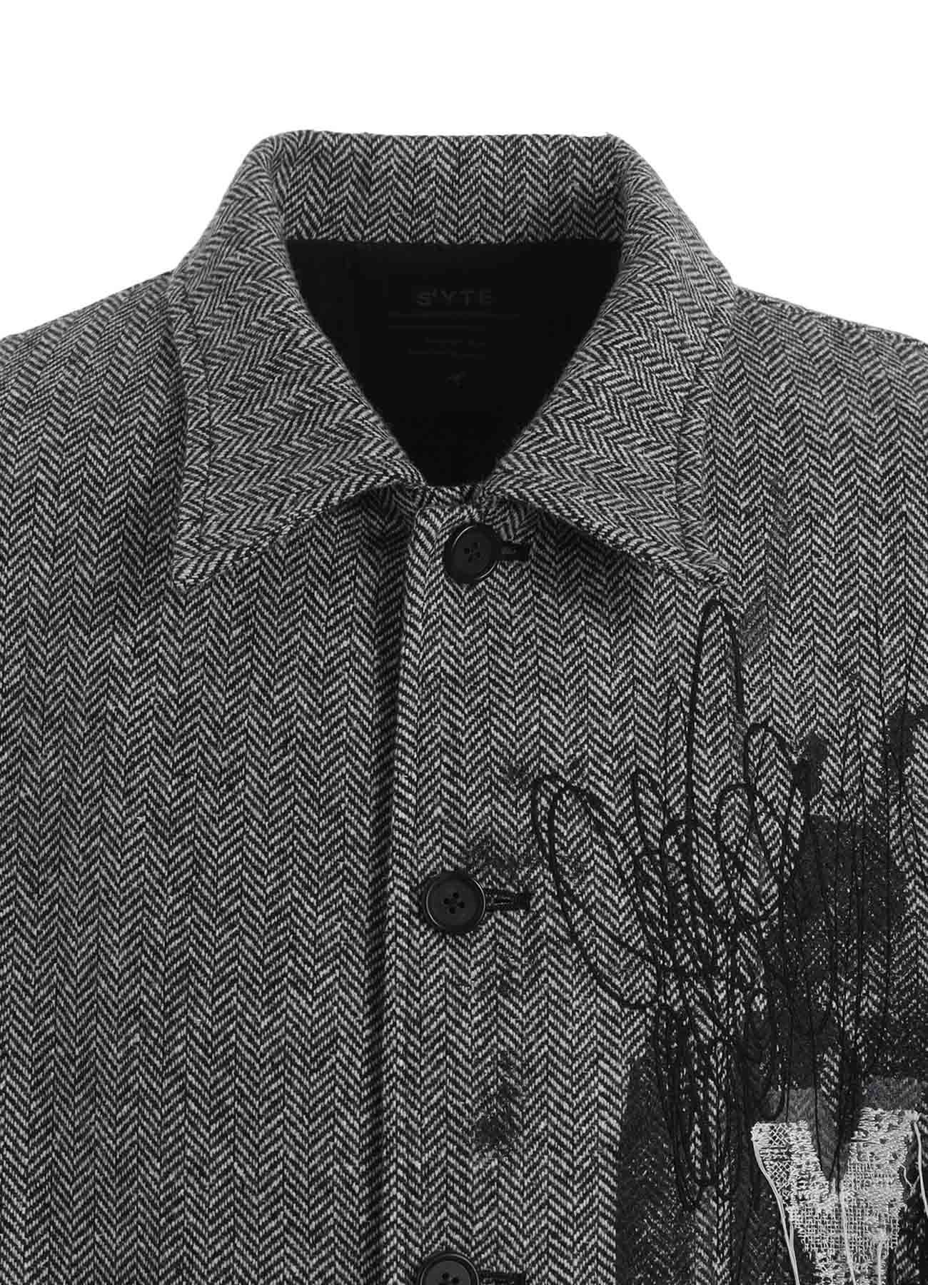 HERRINGBONE TWEED EPAULETTE OVERSIZED BLOUSON