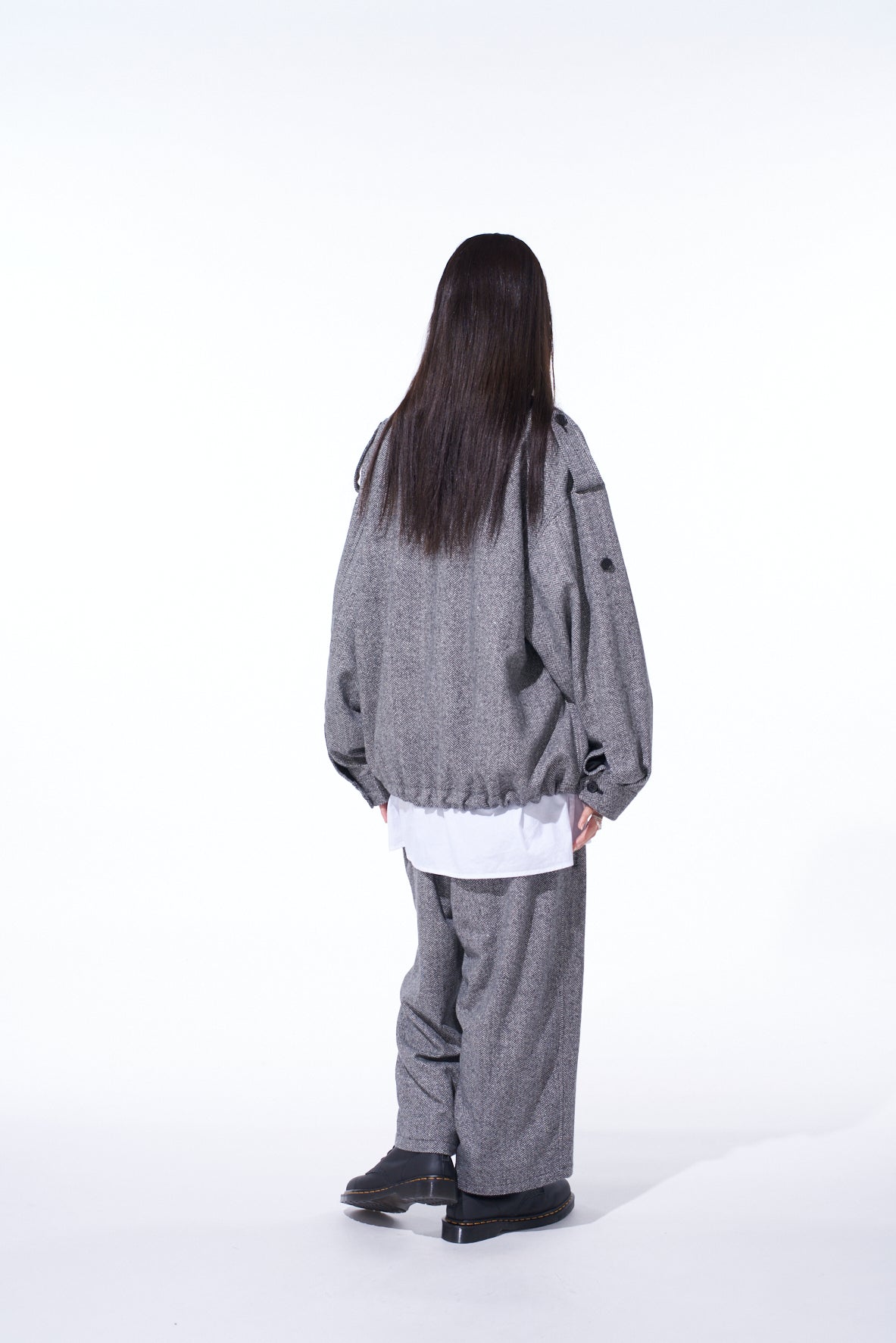 HERRINGBONE TWEED EPAULETTE OVERSIZED BLOUSON