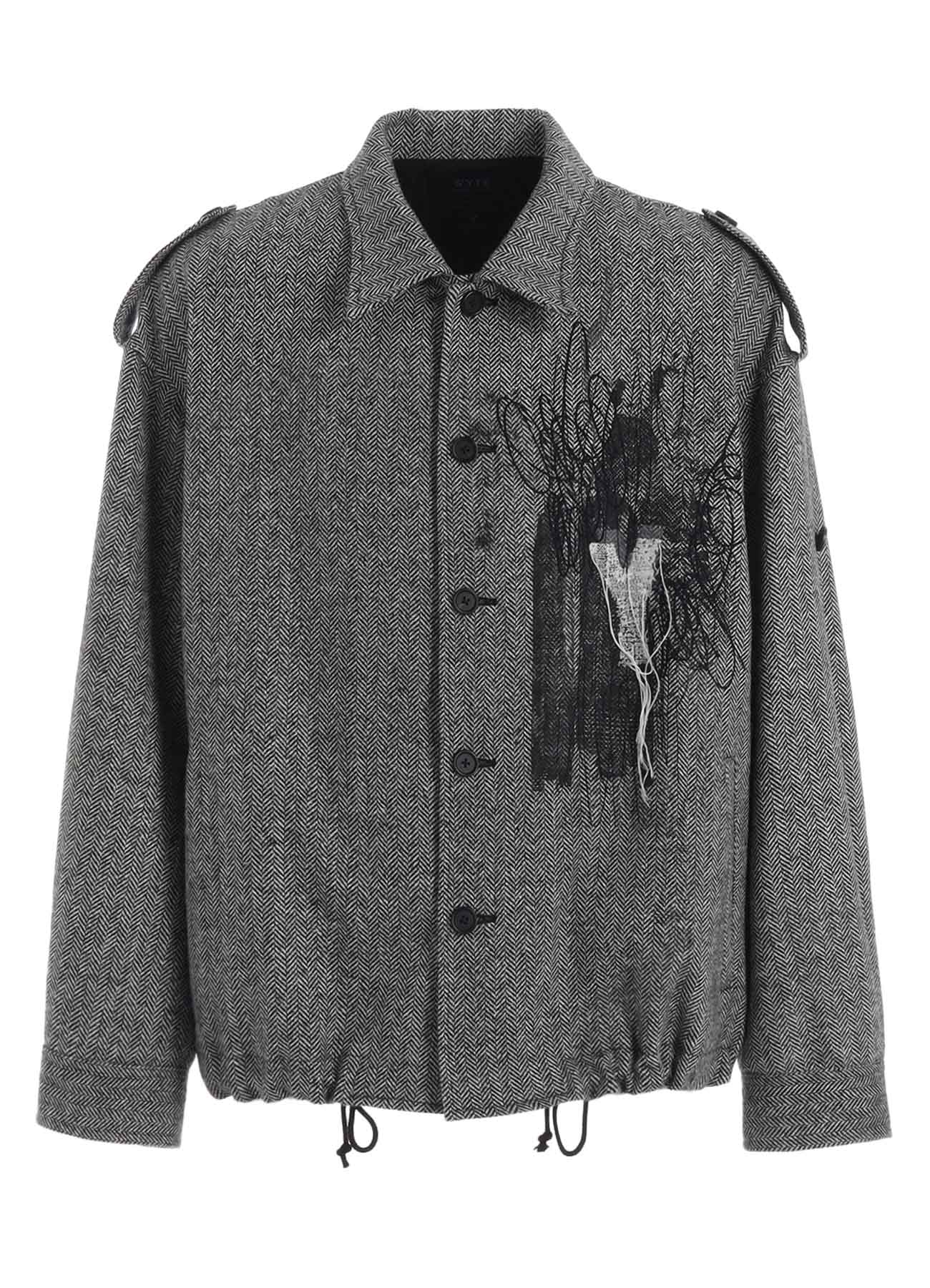 HERRINGBONE TWEED EPAULETTE OVERSIZED BLOUSON – THE SHOP YOHJI