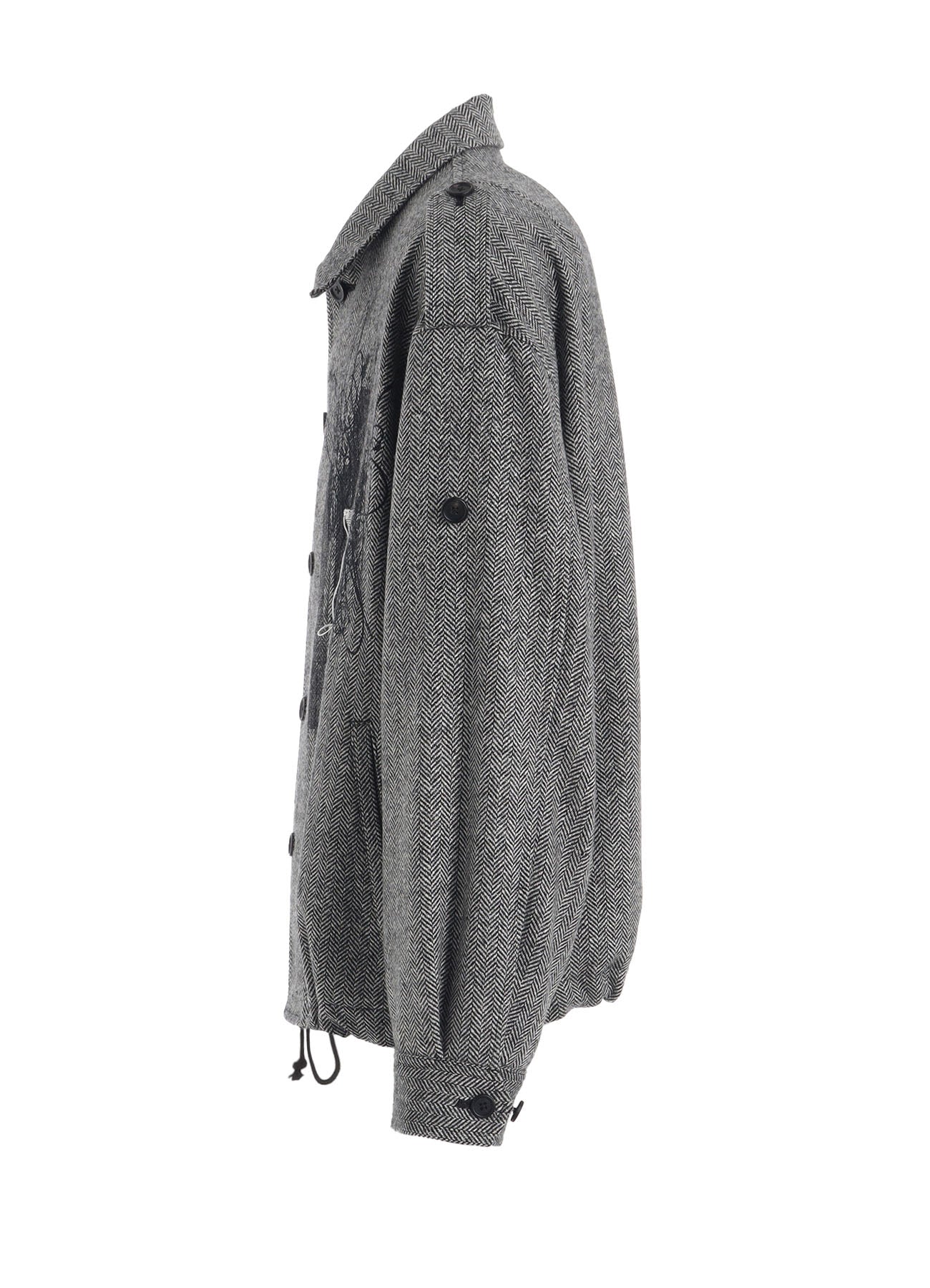 HERRINGBONE TWEED EPAULETTE OVERSIZED BLOUSON