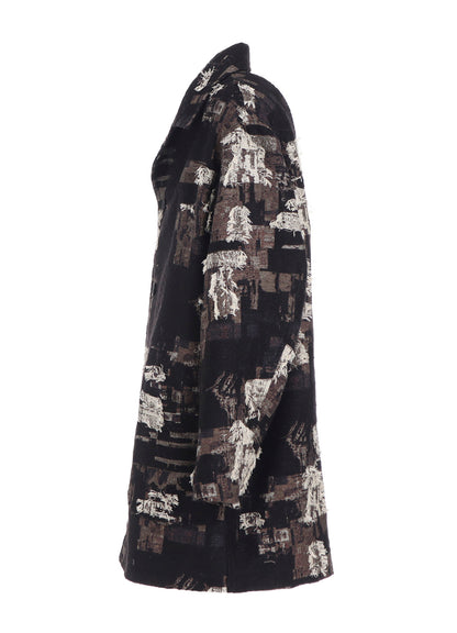 PATCHWORK CUT JACQUARD POCKET HALF COAT