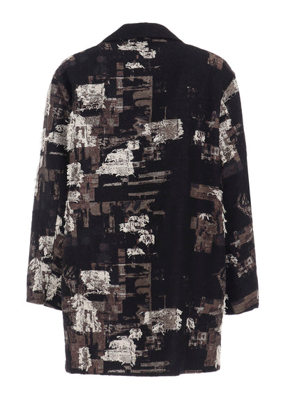 PATCHWORK CUT JACQUARD POCKET HALF COAT