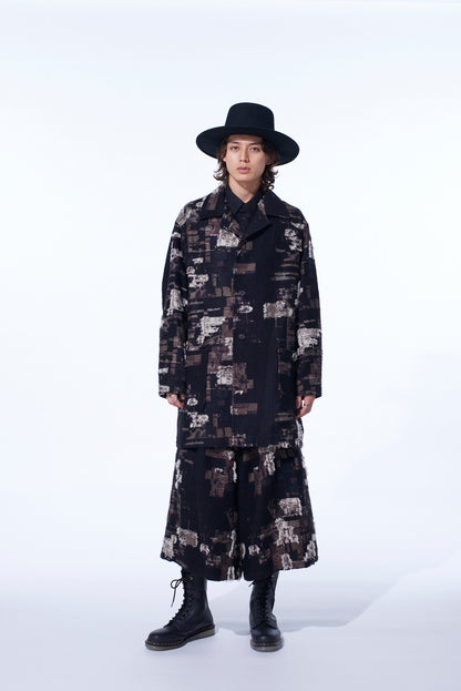 PATCHWORK CUT JACQUARD POCKET HALF COAT