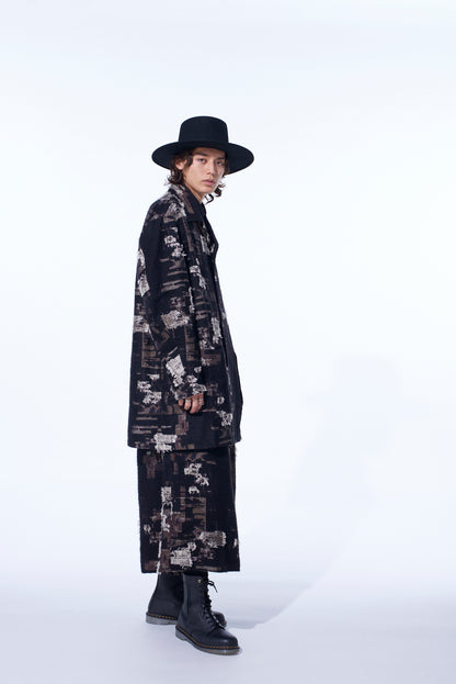 PATCHWORK CUT JACQUARD POCKET HALF COAT