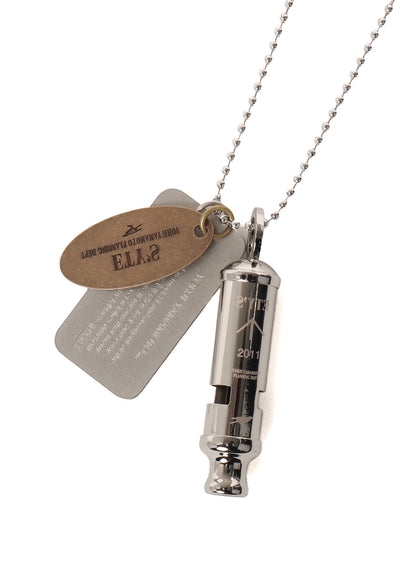 STAINLESS STEEL WHISTLE NECKLACE WITH BRASS TAG
