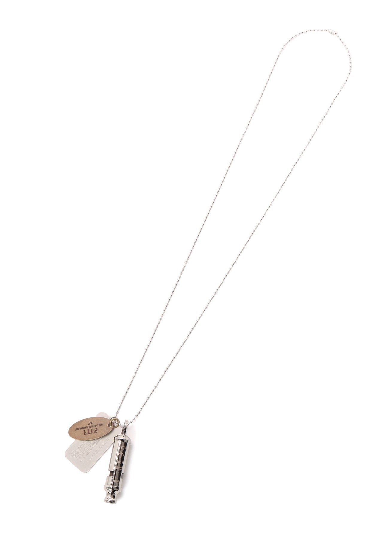STAINLESS STEEL WHISTLE NECKLACE WITH BRASS TAG – THE SHOP YOHJI
